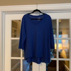 Chico’s blue shirt